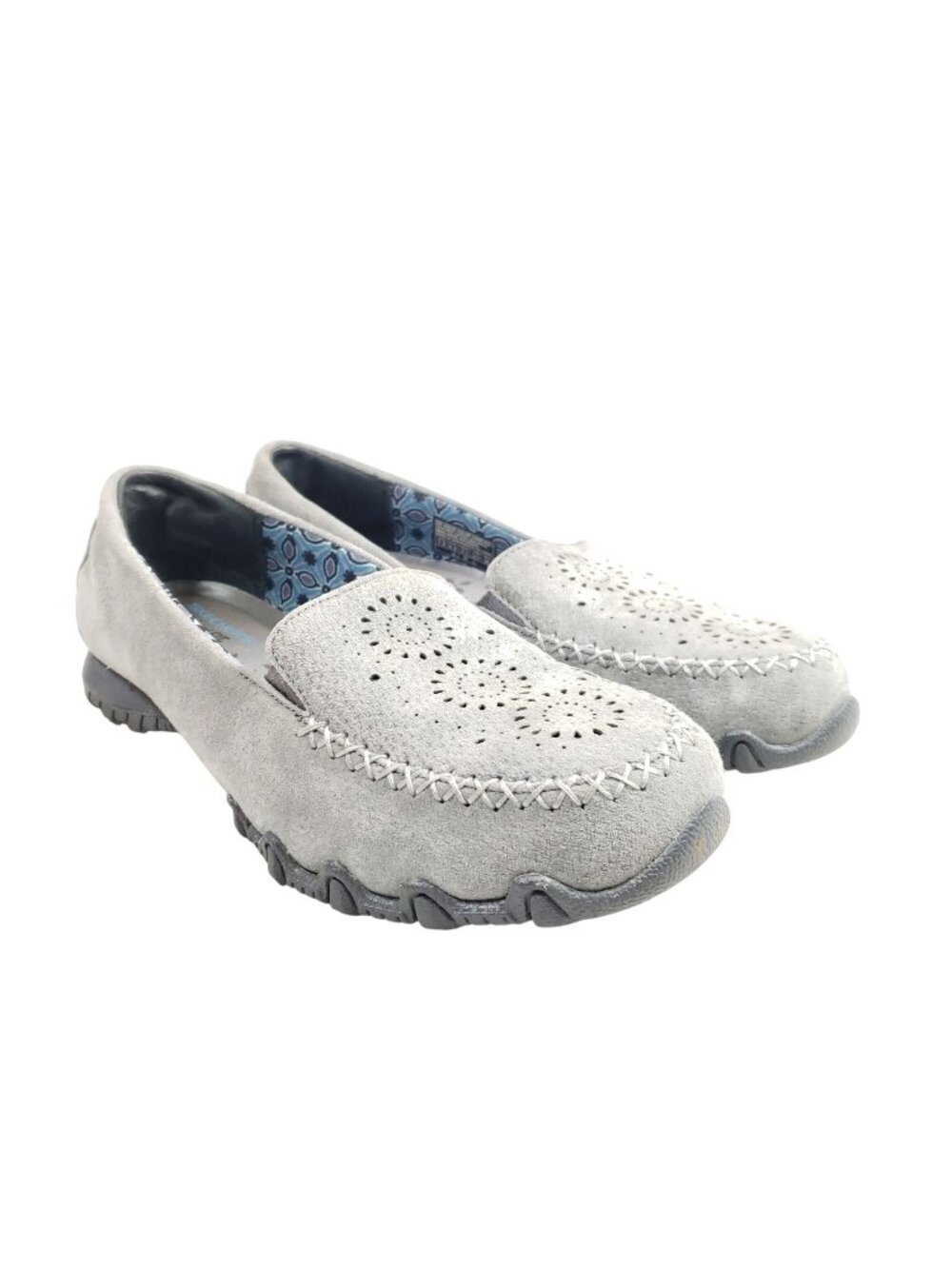 Skechers Womens Size 7.5 Gray Suede Slip-On Loafers Bikers Relaxed Fit
